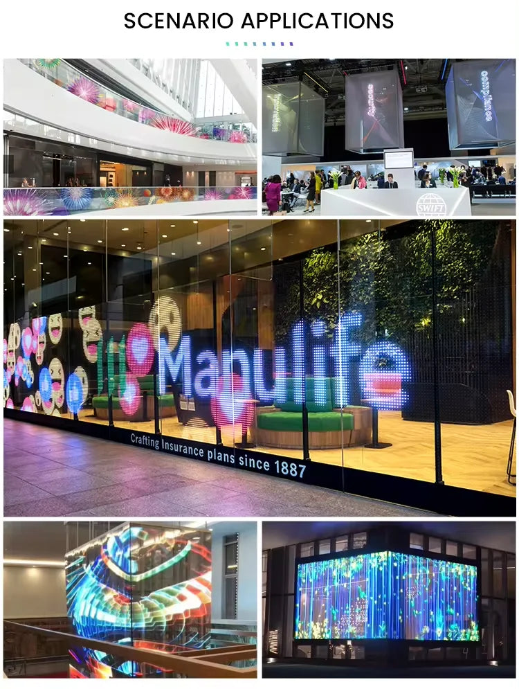 LED flexible transparent display screen P5 P6 P8 P10 size 1000 * 240mm 3840HZ refresh RGB indoor movable handheld display screen