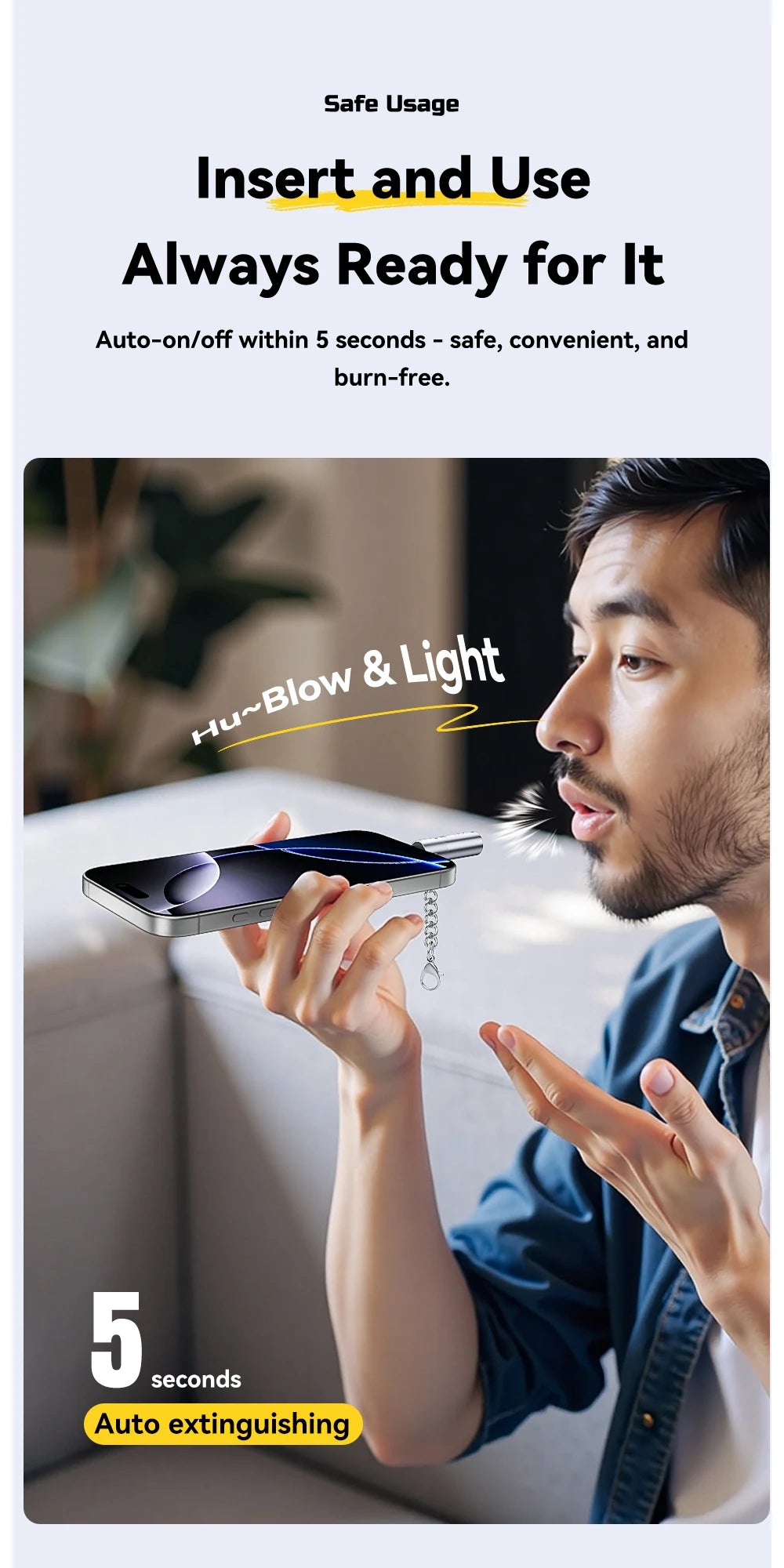 Chromacart Essager TypeC Mini Cigarette Lighter Tungsten Wire Blowing Safety and Energy Saving Without Charging Can Be Carried On The Plane™