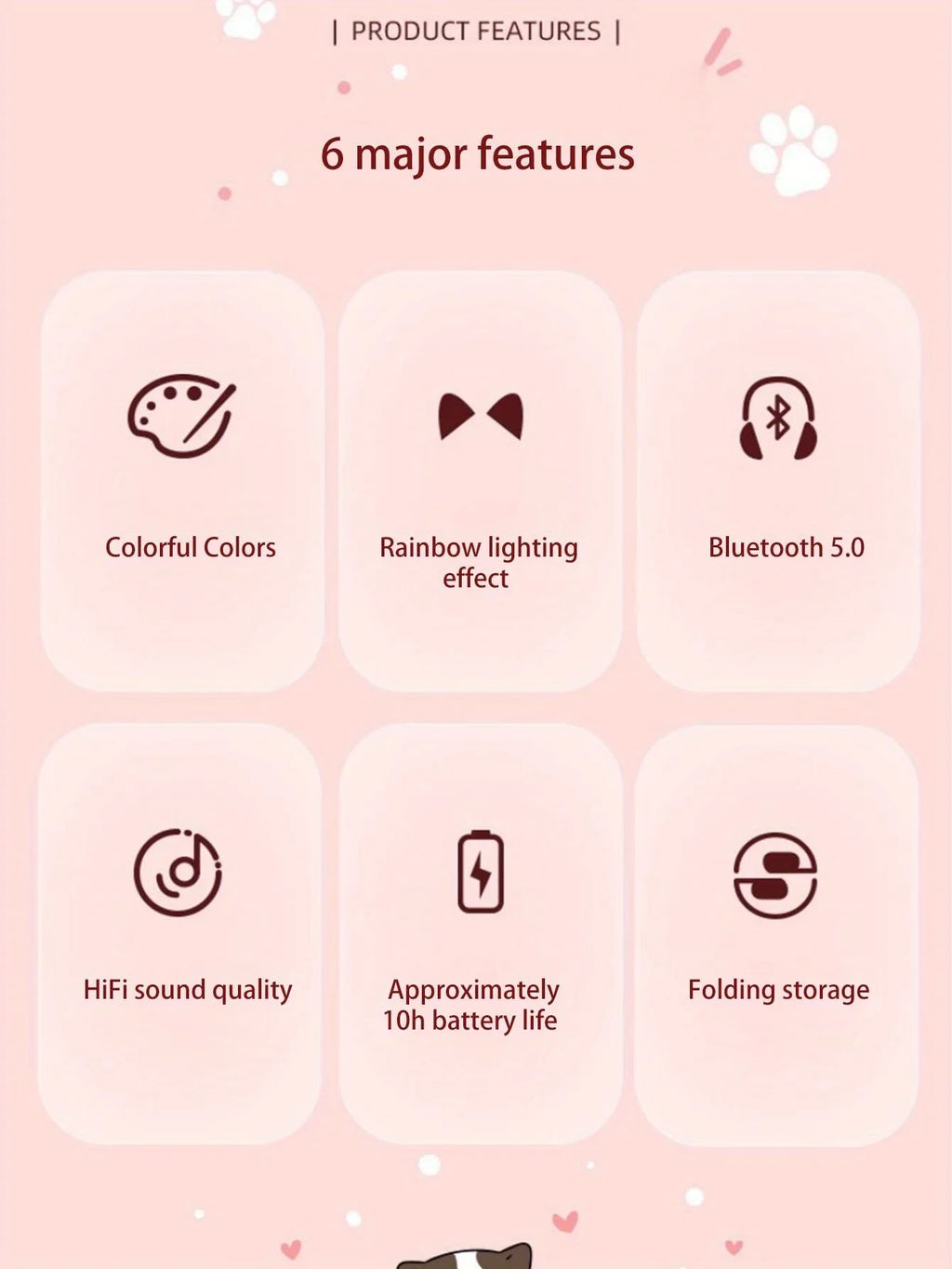 Chromacart KittyGlow™ LED Wireless Headphones for Kids