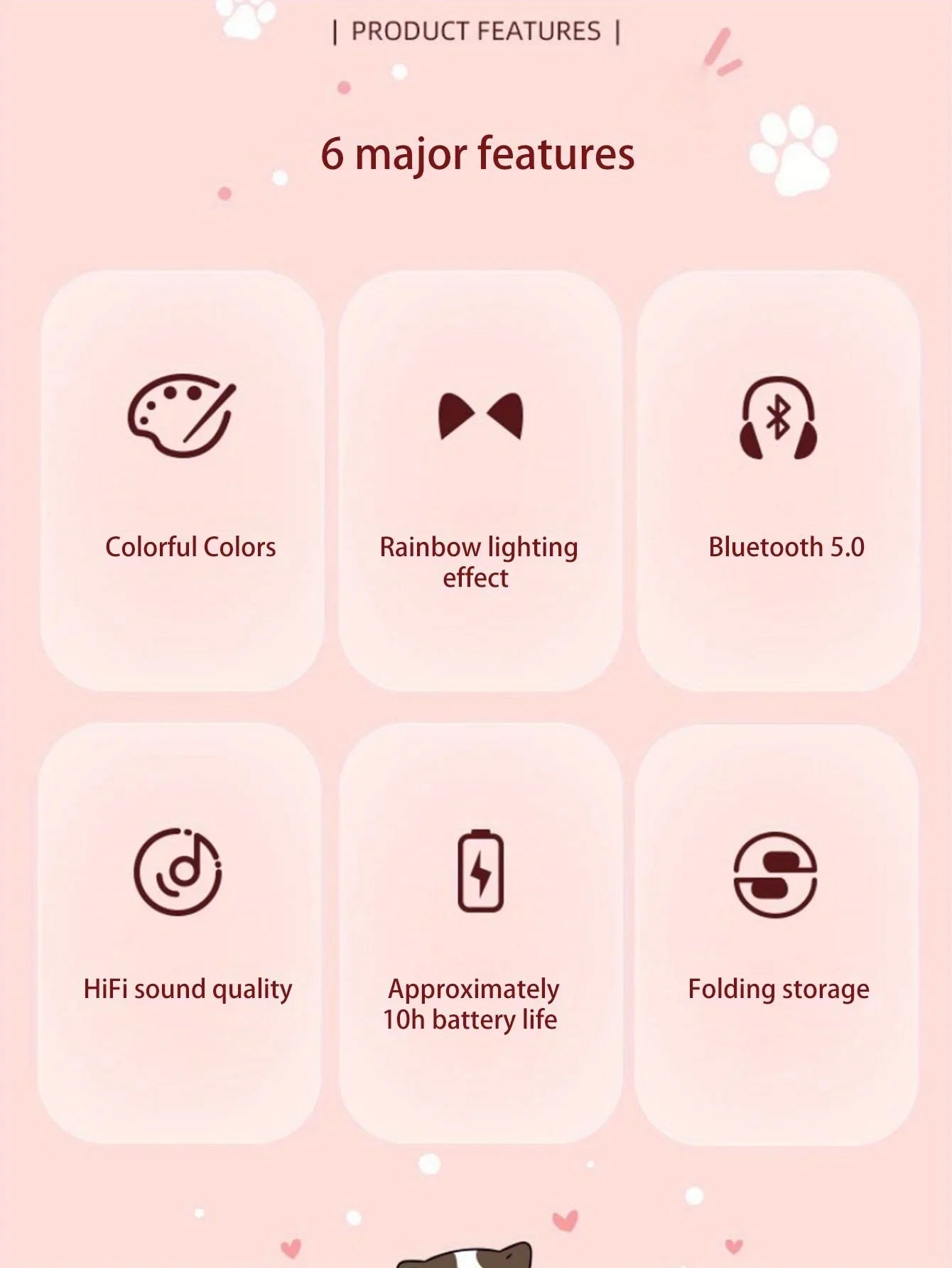 Chromacart KittyGlow™ LED Wireless Headphones for Kids