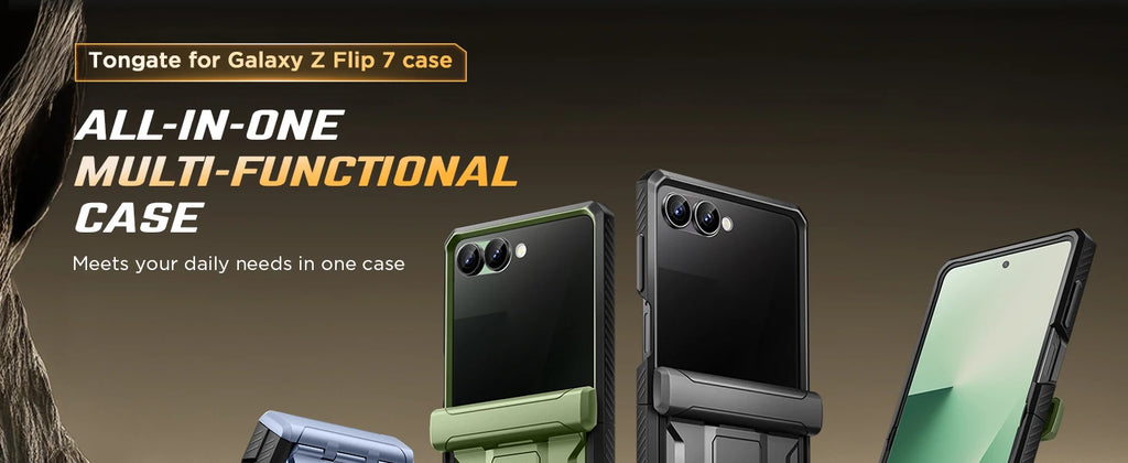 Chromacart For Galaxy Z Flip 7 Case with Kickstand & 360° Rotatable Belt-Clip Built-in Privacy Screen Protector Hinge Protection Phone Case™