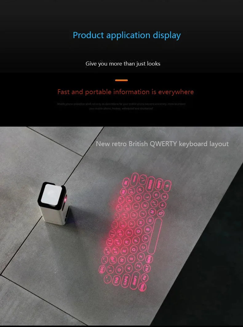 Chromacart Premium Bluetooth Wireless Laser Projection Virtual Keyboard As Phone Holder Can Power Phone Touch Air Typing Keyboard For Android IOS