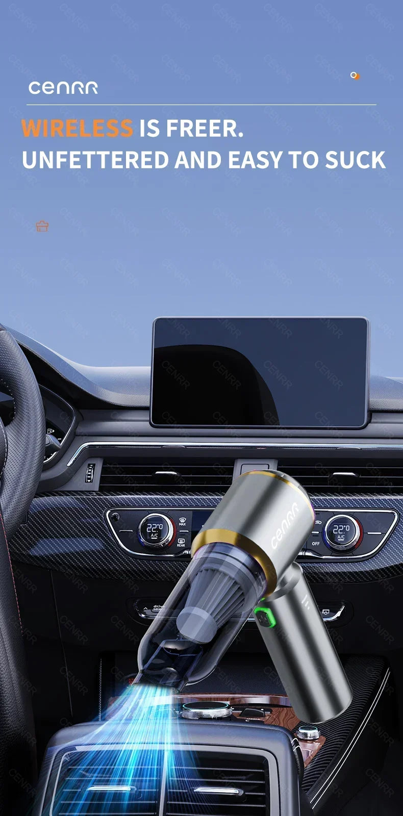 CENRR 9980000PA Car Vacuum Cleaner Strong Suction Cordless Wireless Cleaner Portable  HandHeld Vacuum Cleaner Cleaning Machine