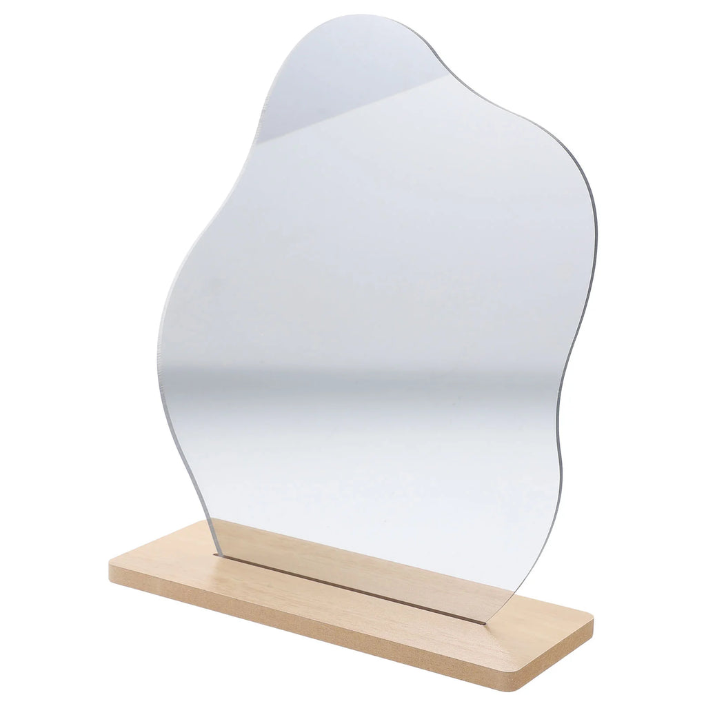 Cloud Mirror Aesthetic Makeup Desktop Wave-shaped Mirrors Decorative with Stand Tabletop Dressing