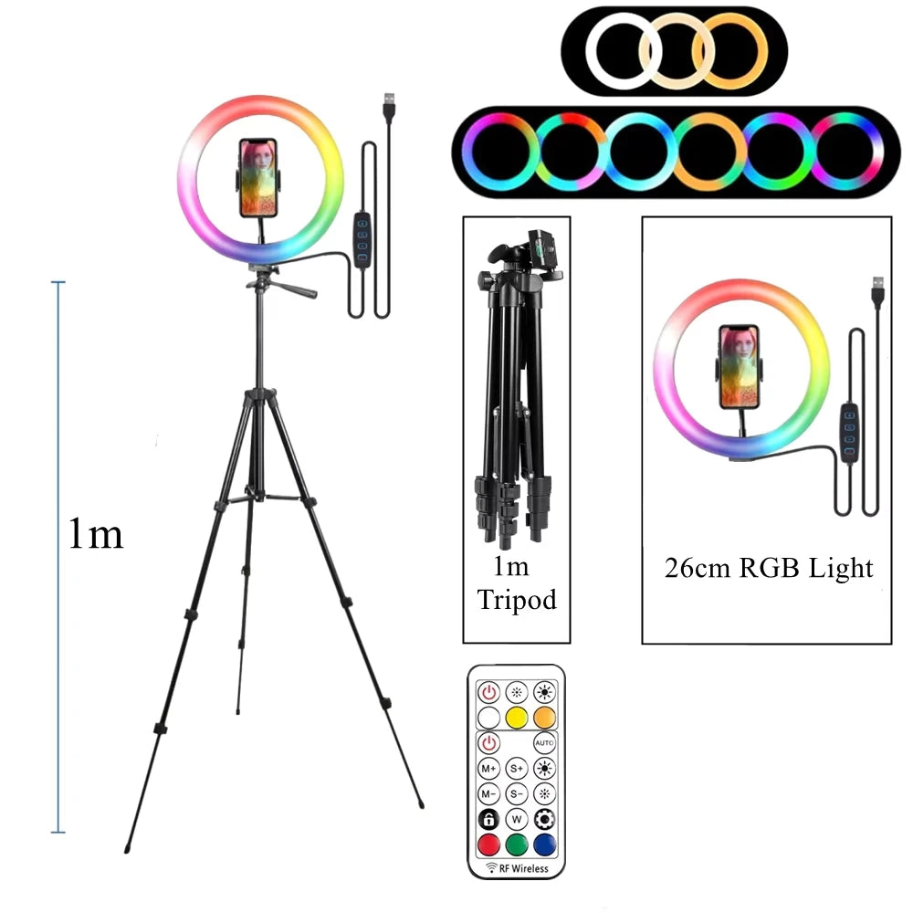 Chromacart RGB Ring Light Lamp Ring Round With Remote Control For Smartphone Mobile Led Video Light Ring Make Youtube Photographic Lighting™