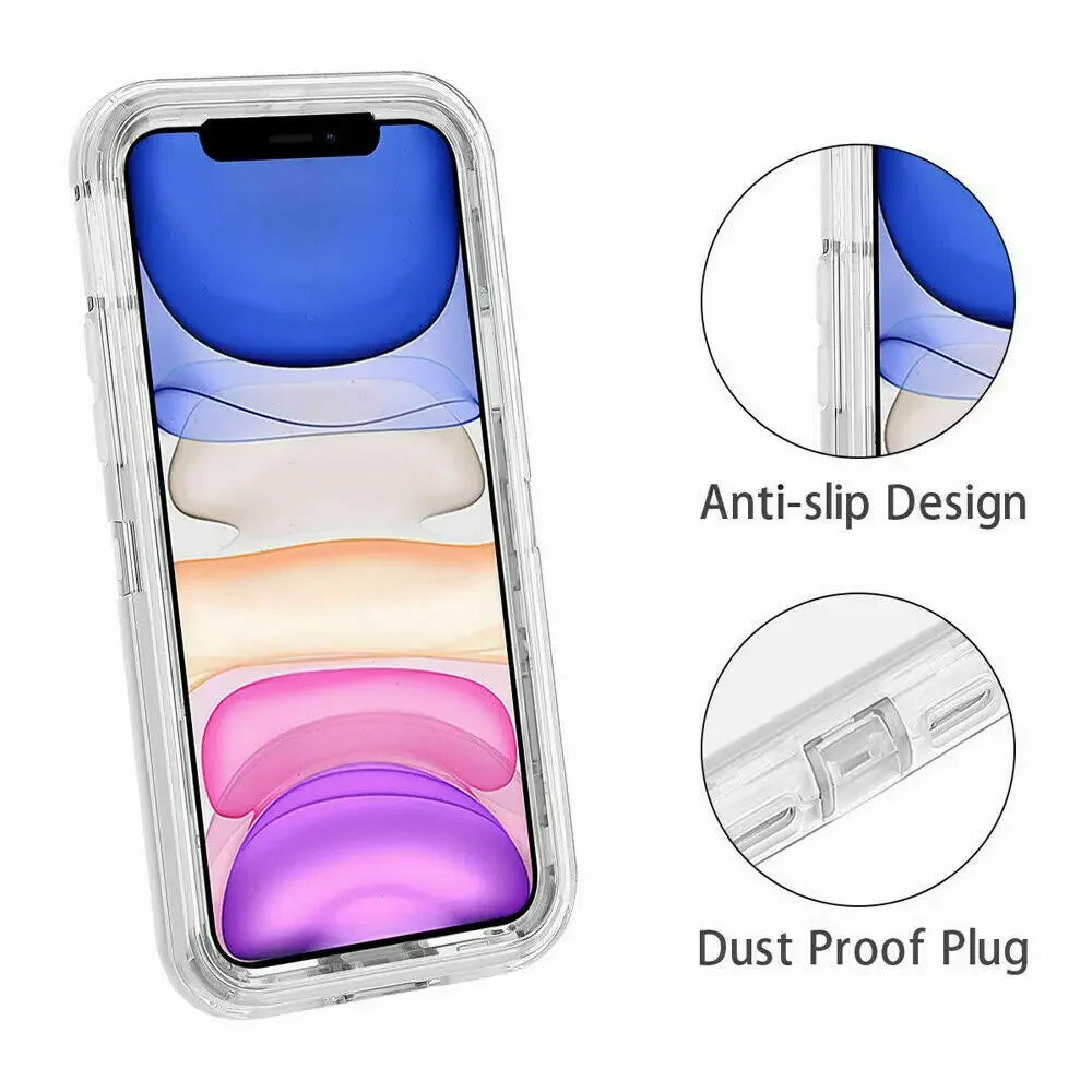 Chromacart 3IN1 Hybrid Heavy Duty Armor Full Body Transparent Case for IPhone 17 16 15 14 13 12 11 Pro Max Ott Case Box Shockproof Cover™