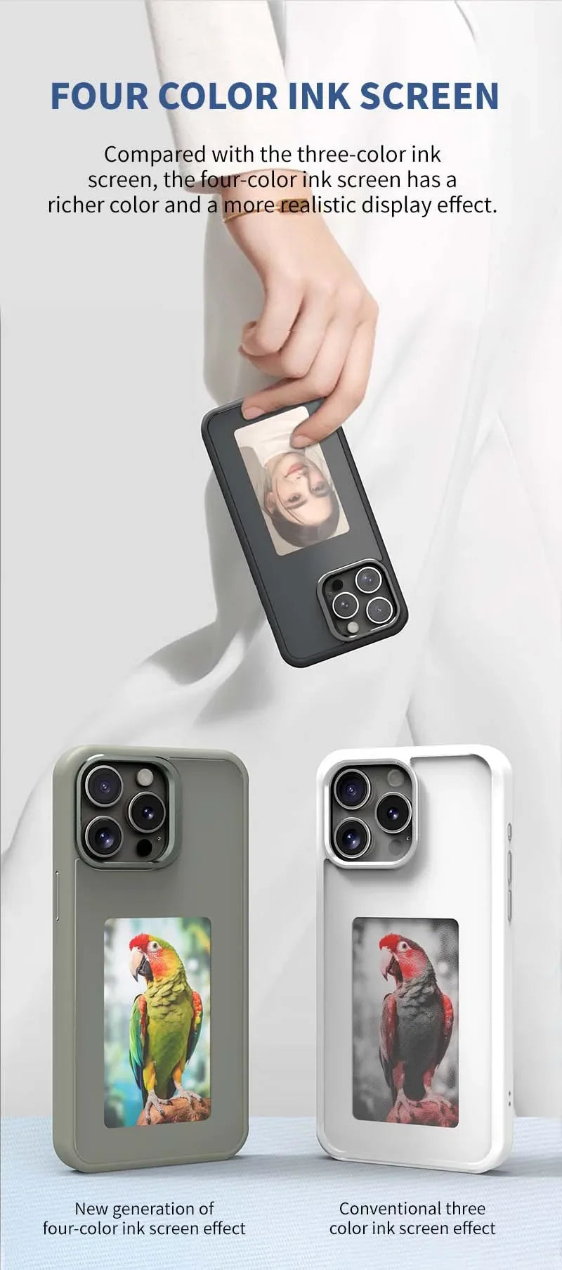 Chromacart Premium NFC Display Screen APP Smart Phone Case For iphone 16 15 14 13 Pro Max DIY Phone Covers With Protector Back Fundas Battery Free