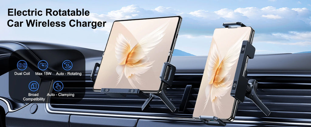 Chromacart Hipacool Wireless Charger 15W Fold Screen Phone Stand Fast Charging Car Air Vent Phone Holder for Samsung Fold 7 6 iPhone 17 16™