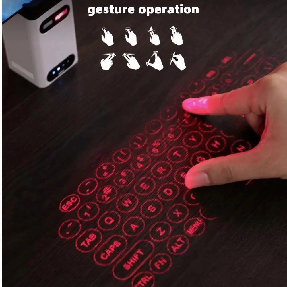 Chromacart Premium Bluetooth Wireless Laser Projection Virtual Keyboard As Phone Holder Can Power Phone Touch Air Typing Keyboard For Android IOS