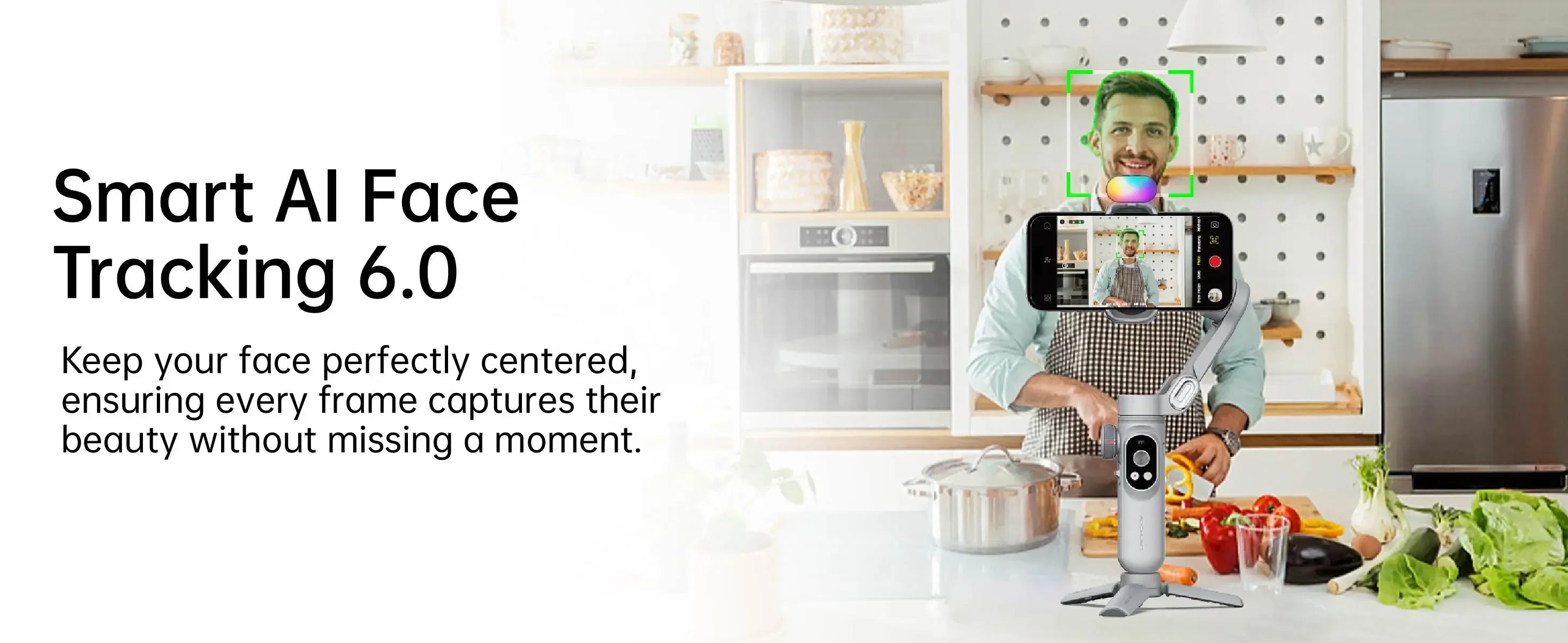 Chromacart Premium AOCHUAN Smart XPro 3 Axis Smartphone Gimbal Stabilizer For iphone And android Phone Stable shooting with RGB video fill light