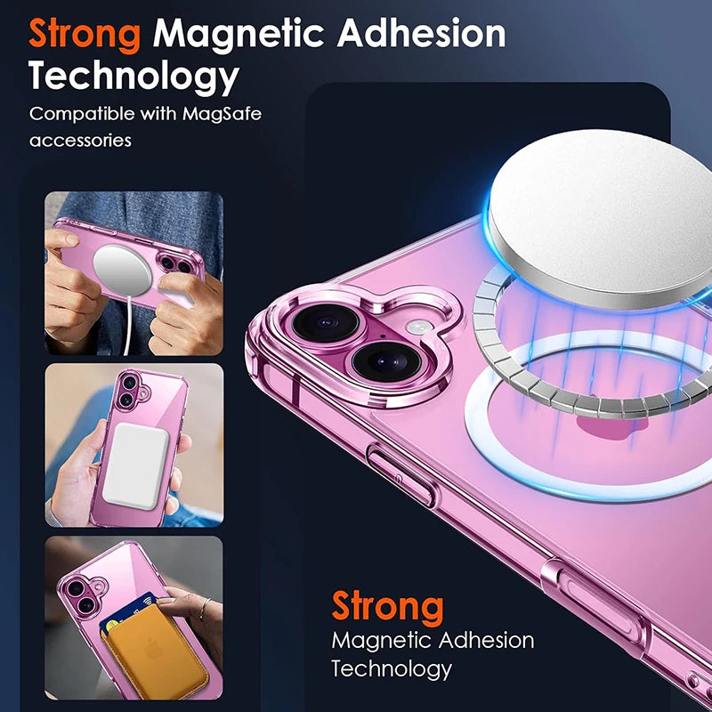 Chromacart Luxury Magnetic Wireless Charge For Magsafe Case for iPhone 17 16 15 14 13 12 11 Pro Max Plus Mini Back Cover Transparent Case™