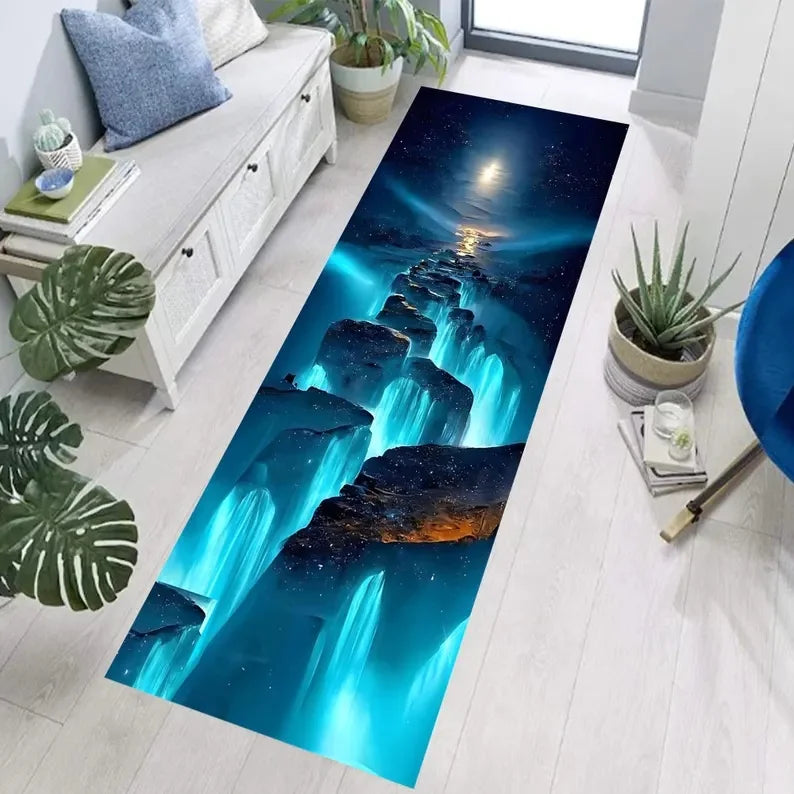 Glacier Runner Rug Visual 3D Hole Crack Luminous Carpet Porch Entrance Carpet Home Corridor Home Decoration