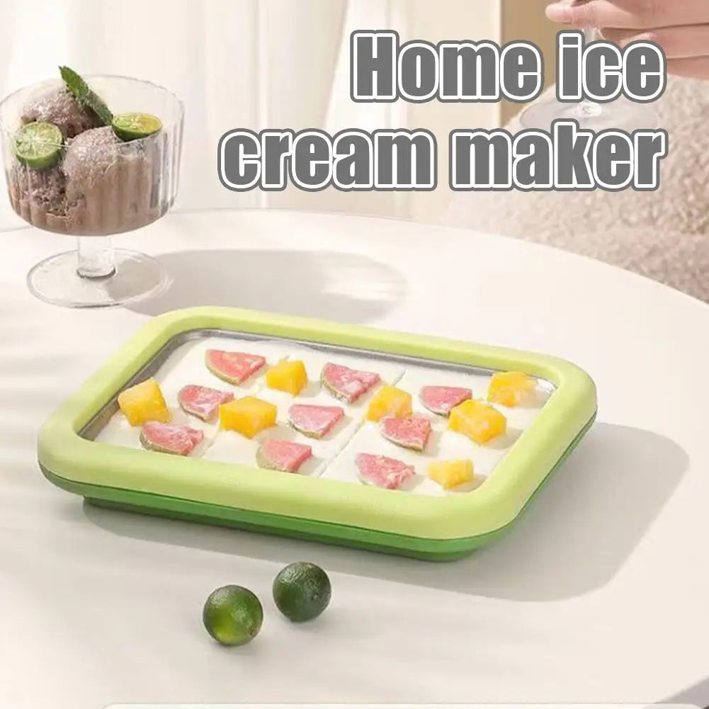 Ice Cream Maker Pan with 2 Scrapers Ice Cream Maker Plate Multifunctional Cold Sweet Fried Food Plate Rolled Ice Cream Maker