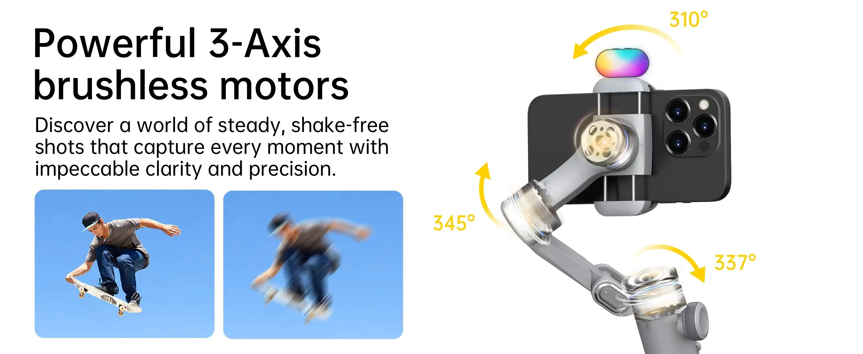 Chromacart Premium AOCHUAN Smart XPro 3 Axis Smartphone Gimbal Stabilizer For iphone And android Phone Stable shooting with RGB video fill light