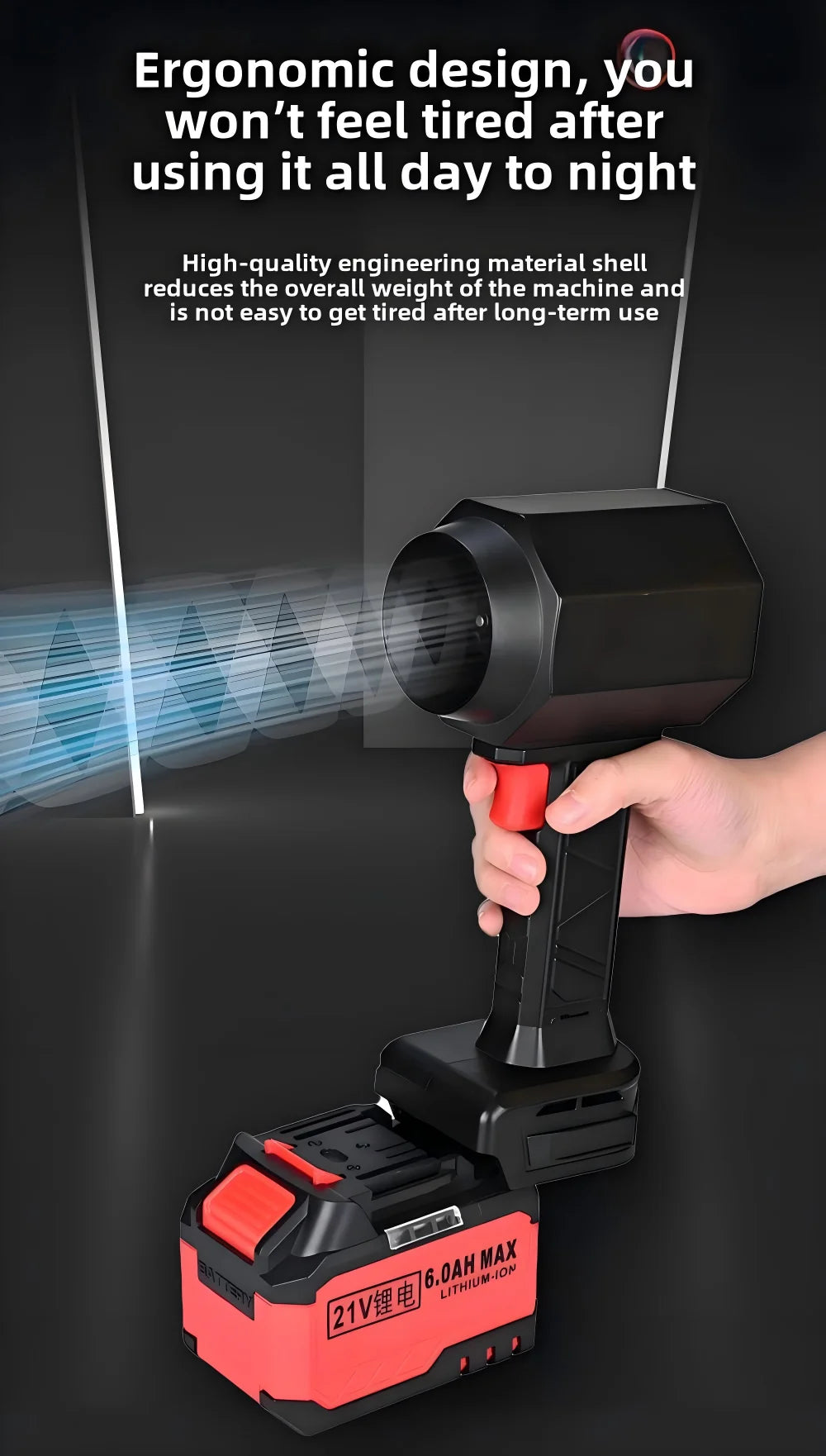 Turbo Jet Fan – 64mm Brushless Motor, 1800g Powerful Air Blower for Car Drying, Leaf & Snow Removal Fits Makita 18V/21V Battery