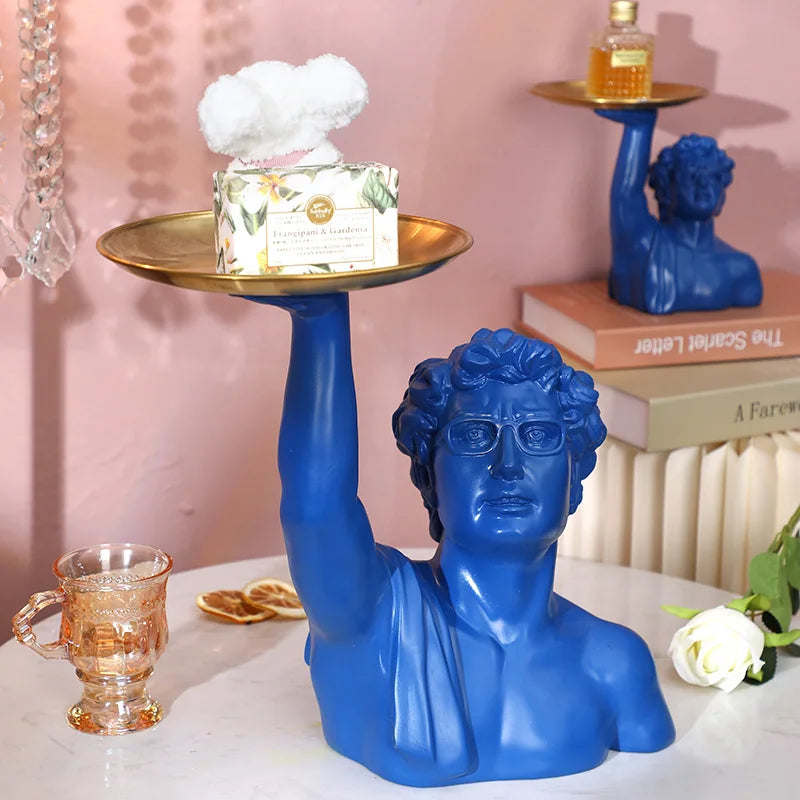 Resin Crafts Statue of David Tabletop Storage Tray Abstract Interesting Portrait Ornaments Decorative Figurines Home Decoration