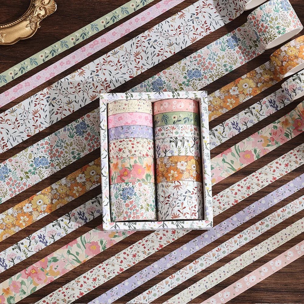 12 Rolls Flowers Washi Tapes Scrapbooking Supplies Washi Tape Retro Grid Diary Decoration Cinta Adhesiva Decorativa Washitape