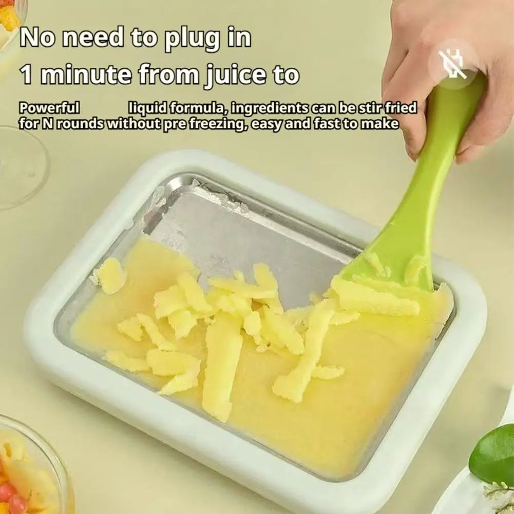 Ice Cream Maker Pan with 2 Scrapers Ice Cream Maker Plate Multifunctional Cold Sweet Fried Food Plate Rolled Ice Cream Maker