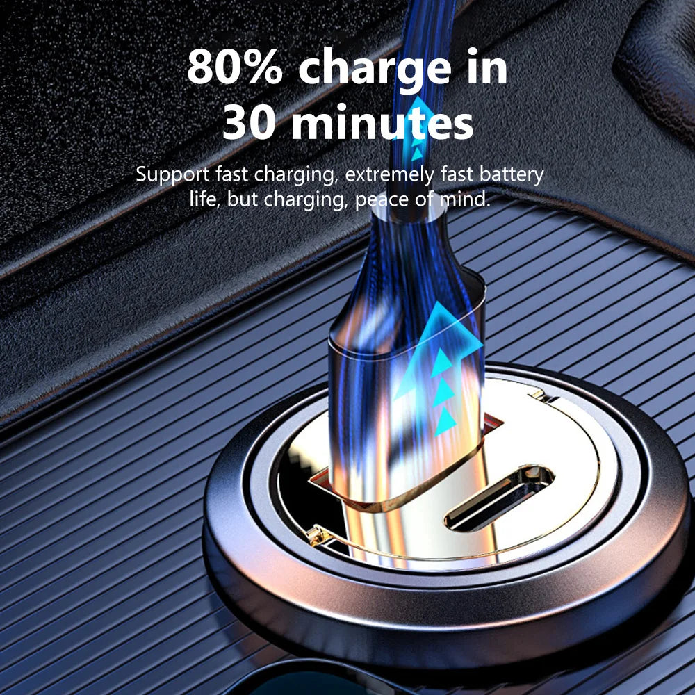 Chromacart Elough 120W Car Charger QC3.0 USB Type C Quick Charge Transparent Car Phone Charger Adapter For iPhone Xiaomi chargeur rapide™