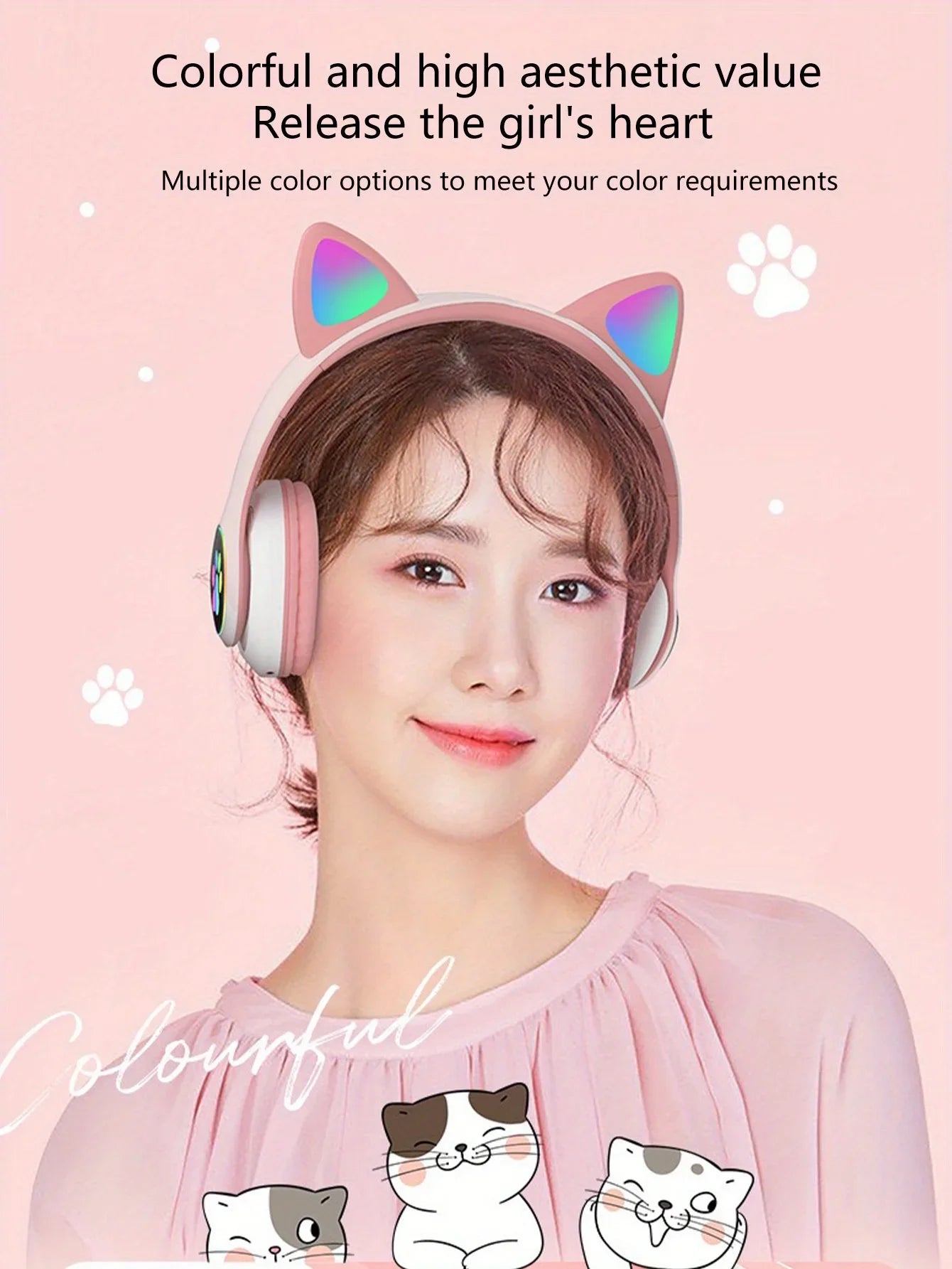 Chromacart KittyGlow™ LED Wireless Headphones for Kids