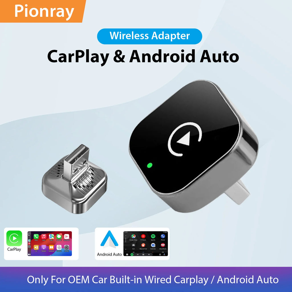 Chromacart 2026 Pionray 2 in 1 Wireless CarPlay Adapter&Android Auto Wireless Adapter, 5Ghz WiFi Type-C/USB Plug Play CarPlay Wireless™