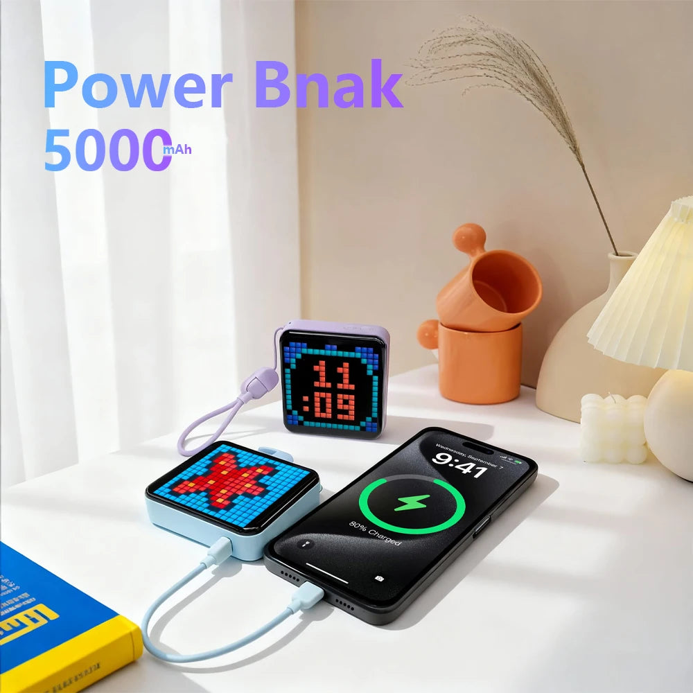 Chromacart PixelCharge LED Display Power Bank (5000mAh, App-Controlled)