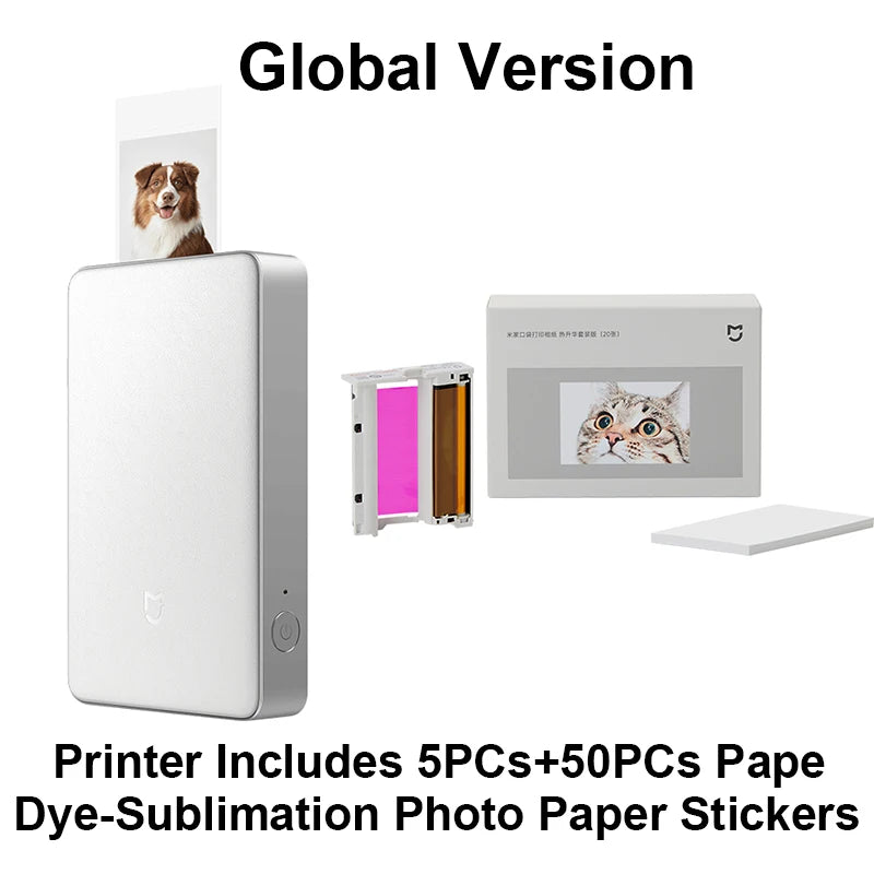 Xiaomi Portable Photo Printer pro - 313dpi Dye-Sublimation Instant Photo Printer Bluetooth Type-C Pocket-Sized