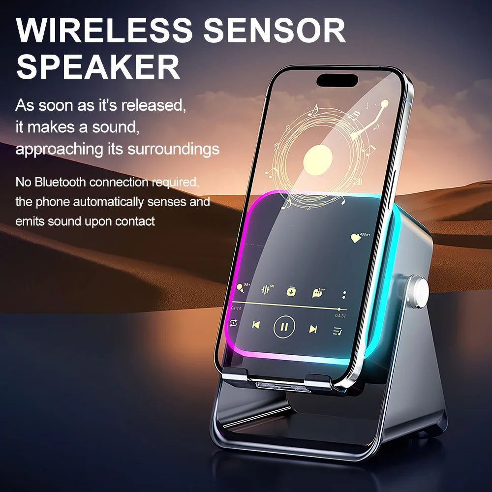 Chromacart Premium Auto induction Speaker Wireless Bluetooth Speaker Dual Mode RGB Ambient Light Portable Wireless Loudspeaker with Phone Stand