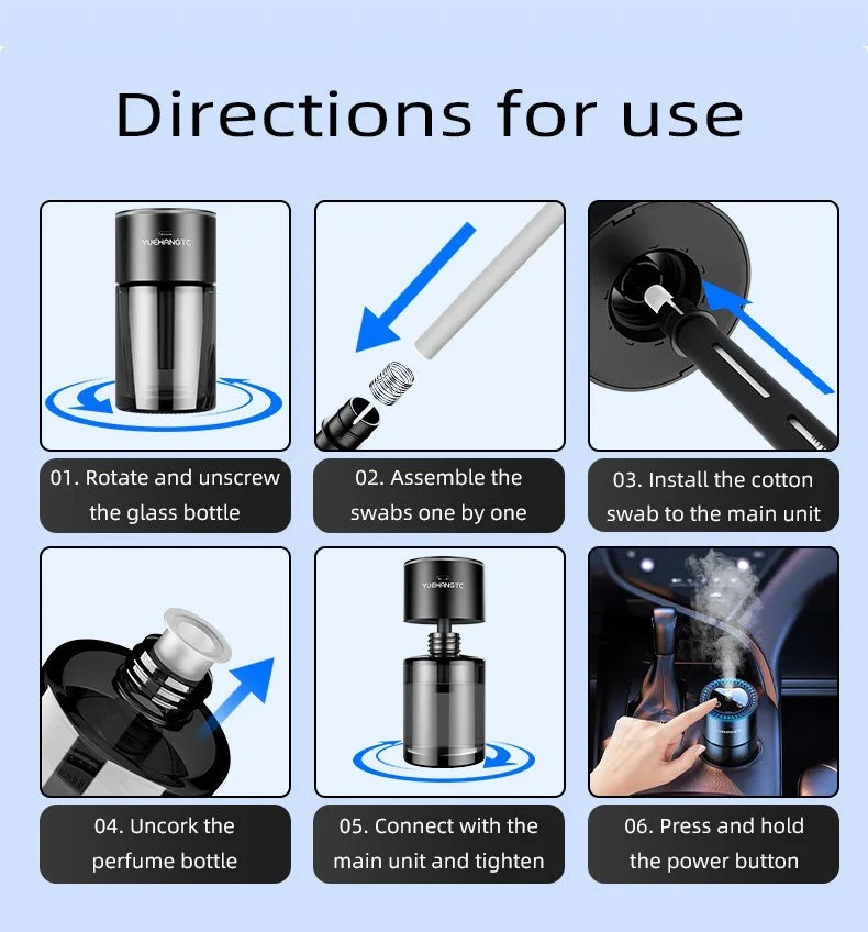 Car Perfume Air Freshener Essential Oil Fragrance Diffuser Smell Distributor USB Rechargeable Aromatherapy Scent Air Refresher