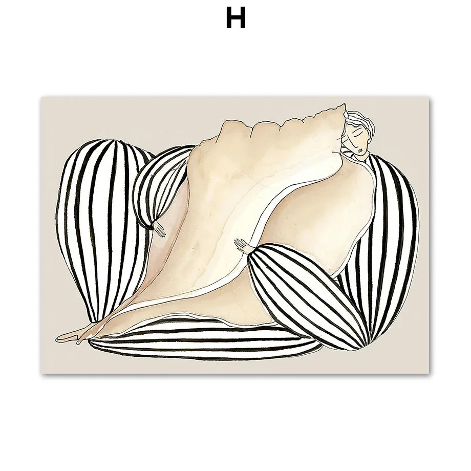 Modern Minimalist Wall Art Line Girl Body Abstract Bohemian HD Canvas Poster Print Home Bedroom Living Room Decoration