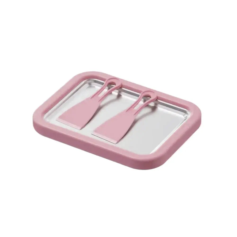 Ice Cream Maker Pan with 2 Scrapers Ice Cream Maker Plate Multifunctional Cold Sweet Fried Food Plate Rolled Ice Cream Maker
