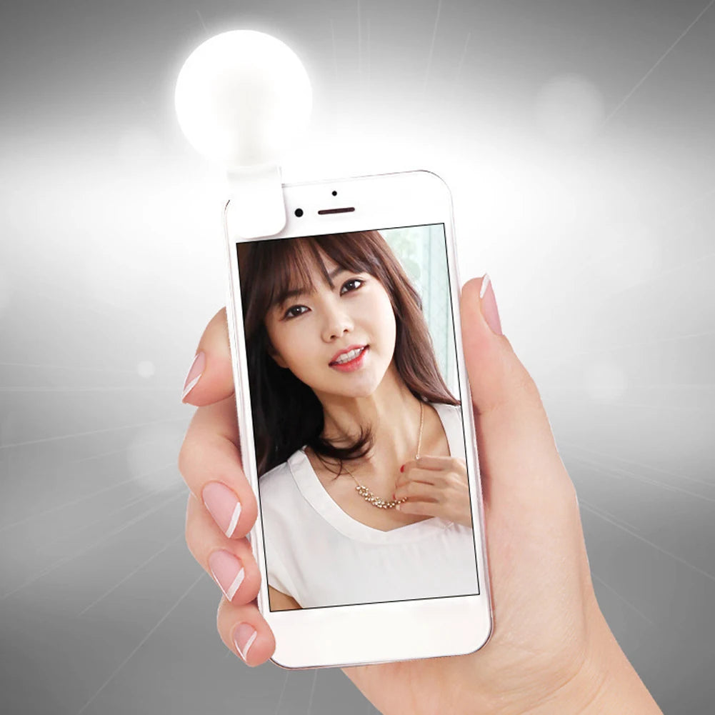 Chromacart Mini Selfie Ring Light LED Flash Phone Lens Light ， USB Rechargeable Clip Mobile Phone Fill Lamp Women Selfie Lights™