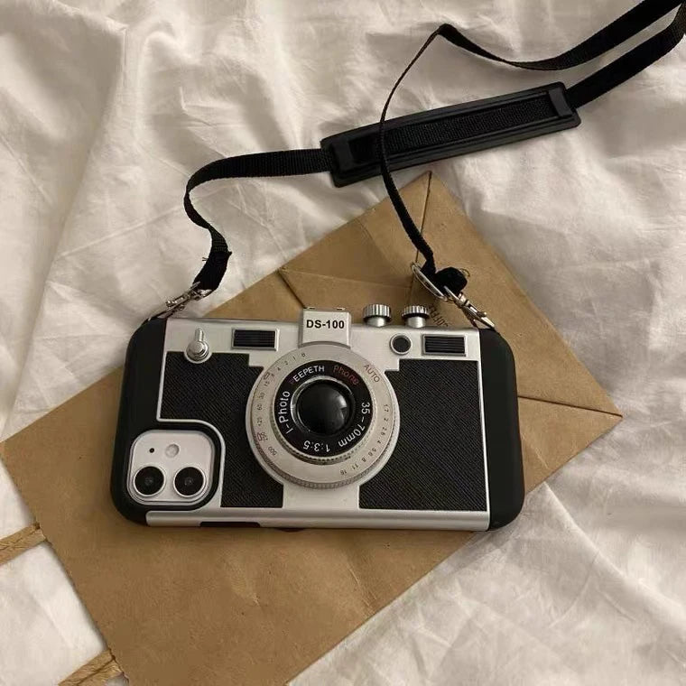 Chromacart Emily In Paris 3D Retro Camera Leather Case for IPhone XS XR X 7 8 Plus 11 13 14 15 16 Pro Max 12 Mini Cover sling 17 Air case™