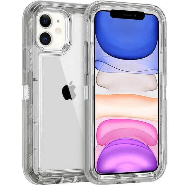 Chromacart 3IN1 Hybrid Heavy Duty Armor Full Body Transparent Case for IPhone 17 16 15 14 13 12 11 Pro Max Ott Case Box Shockproof Cover™