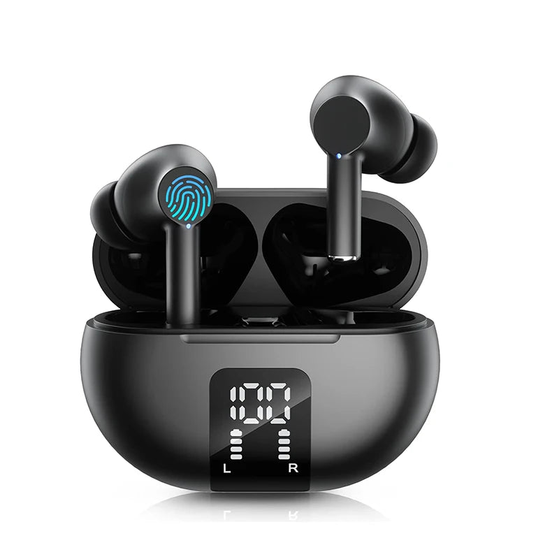 Chromacart Premium Wireless Earphone Bluetooth 5.3 Headphone 60H Playback LED Power Display Ear Buds Mic Noise Cancellation Stereo Sound Earphones