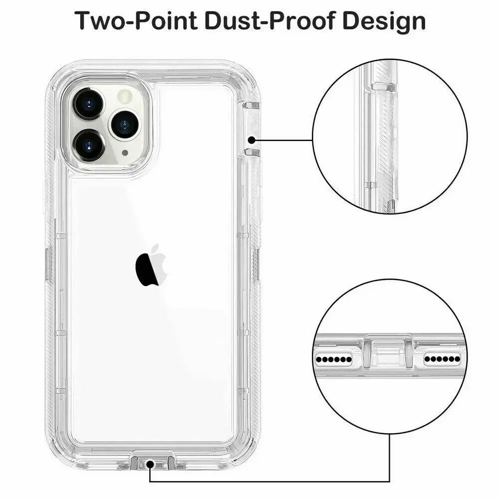 Chromacart 3IN1 Hybrid Heavy Duty Armor Full Body Transparent Case for IPhone 17 16 15 14 13 12 11 Pro Max Ott Case Box Shockproof Cover™