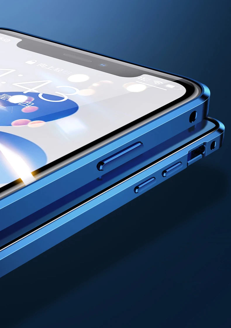 Chromacart 360 Double Sided Magnetic Adsorption Metal Case for iPhone 17 16 15 14 13 12  Pro Max Glass Cover Camera Lens Protector Film™