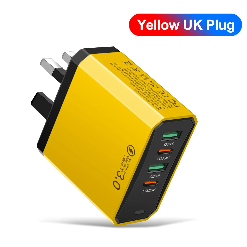 Chromacart Total 100W 4 in 1 2 USB 2 Type C Quick Charging Fast Wall Charger For iPhone Samsung Xiaomi Huawei Oppo Mobile Phone Adapter™