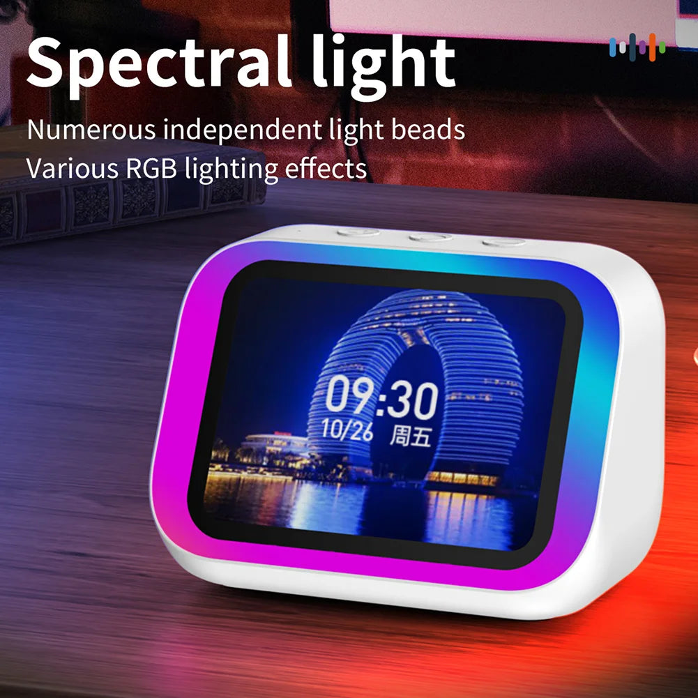 Chromacart Premium Smart Speaker Voice Assistant Portable BT Speaker Alarm Clock with RGB Lights for Bedroom Living Room