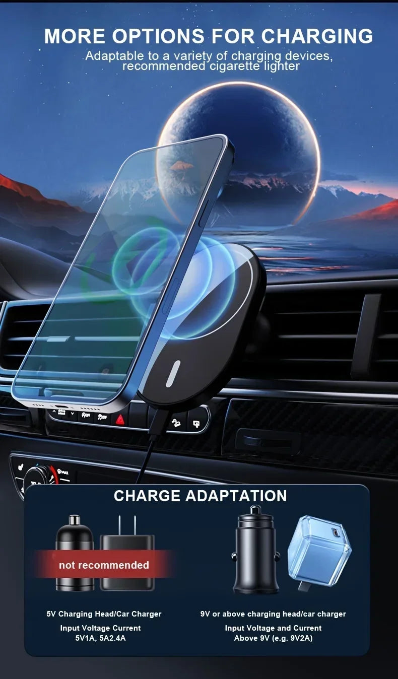 Chromacart Magnetic Car Wireless Charger Macsafe for iPhone 12 13 14 15 Pro Max Air Vent Car Phone Holder Stand Fast Car Charging Station™