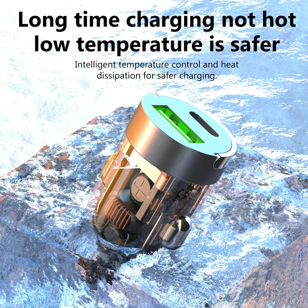 Chromacart Elough 120W Car Charger QC3.0 USB Type C Quick Charge Transparent Car Phone Charger Adapter For iPhone Xiaomi chargeur rapide™