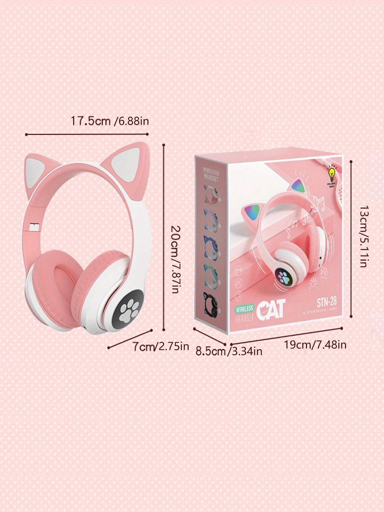 Chromacart KittyGlow™ LED Wireless Headphones for Kids