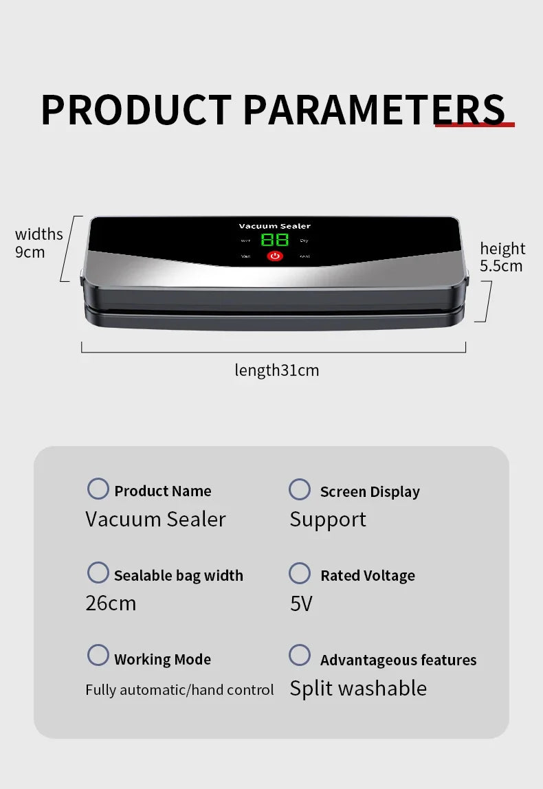 2025 Rechargeable Wireless Portability Vacuum Sealer With Sealing Countdown Display Multi-Pack Vacuum Touch Waterproof Buttons