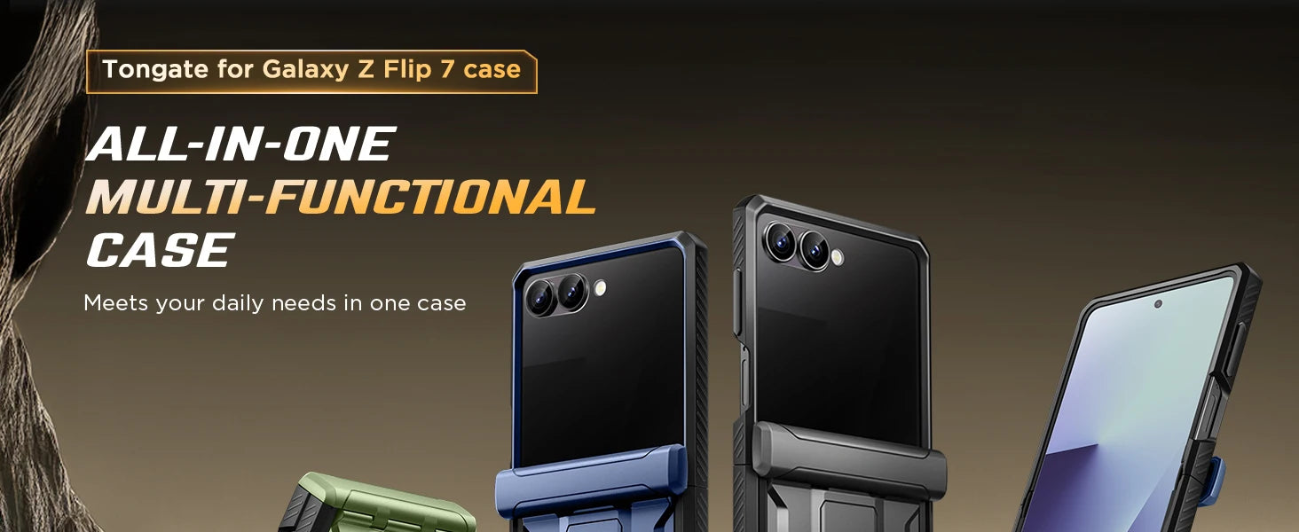 Chromacart For Galaxy Z Flip 7 Case with Kickstand & 360° Rotatable Belt-Clip Built-in Privacy Screen Protector Hinge Protection Phone Case™