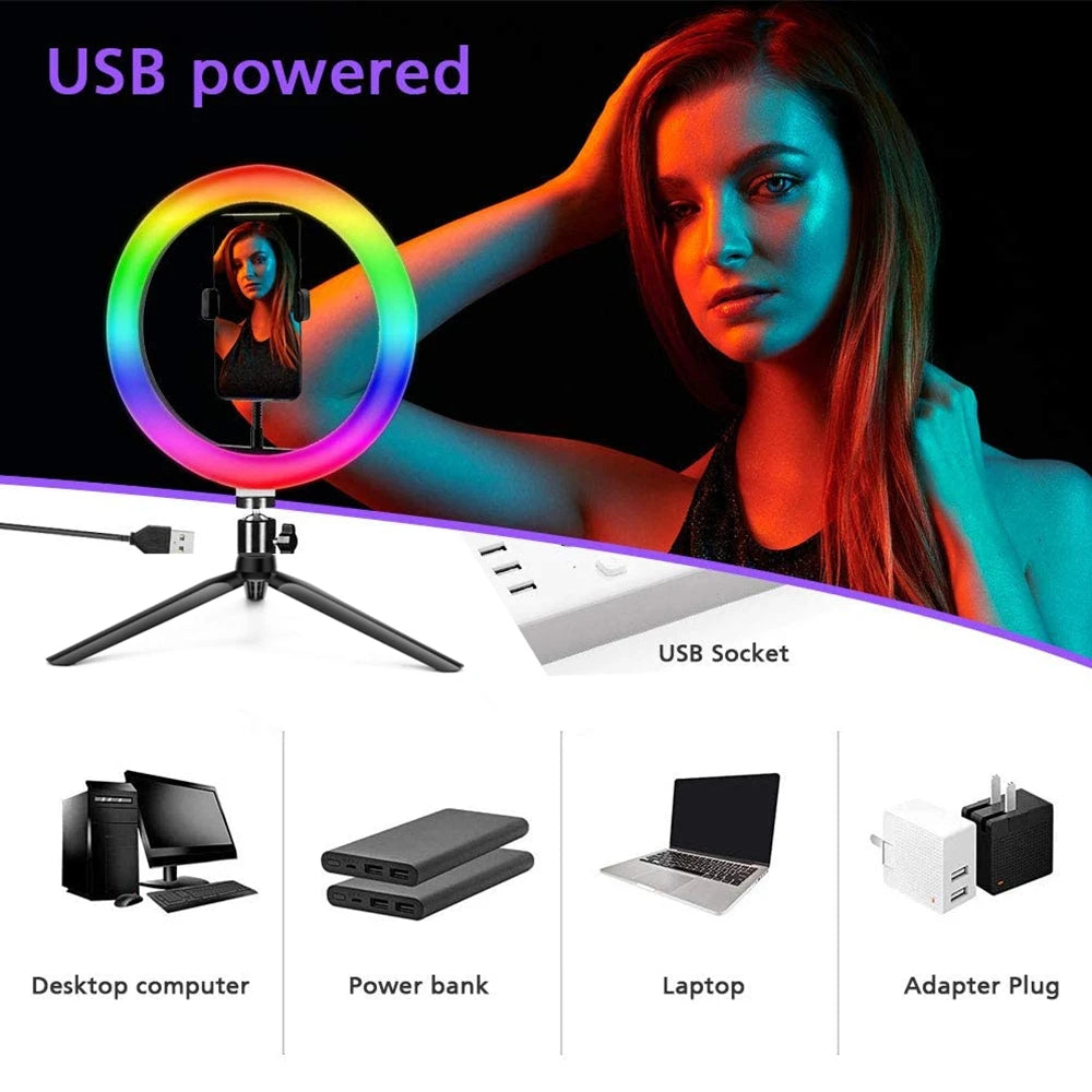 Chromacart RGB Ring Light Lamp Ring Round With Remote Control For Smartphone Mobile Led Video Light Ring Make Youtube Photographic Lighting™