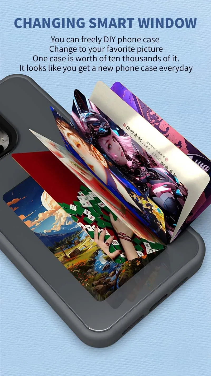 Chromacart Premium NFC Display Screen APP Smart Phone Case For iphone 16 15 14 13 Pro Max DIY Phone Covers With Protector Back Fundas Battery Free