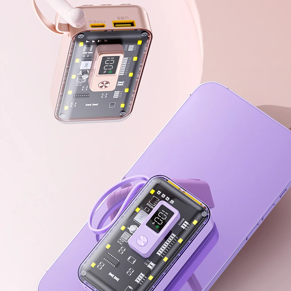 Chromacart Premium Transparent Mini Power Bank Kit Portable Fast Charging For21700 DIY Kit And Has Future Shape Is violet Battery not Included