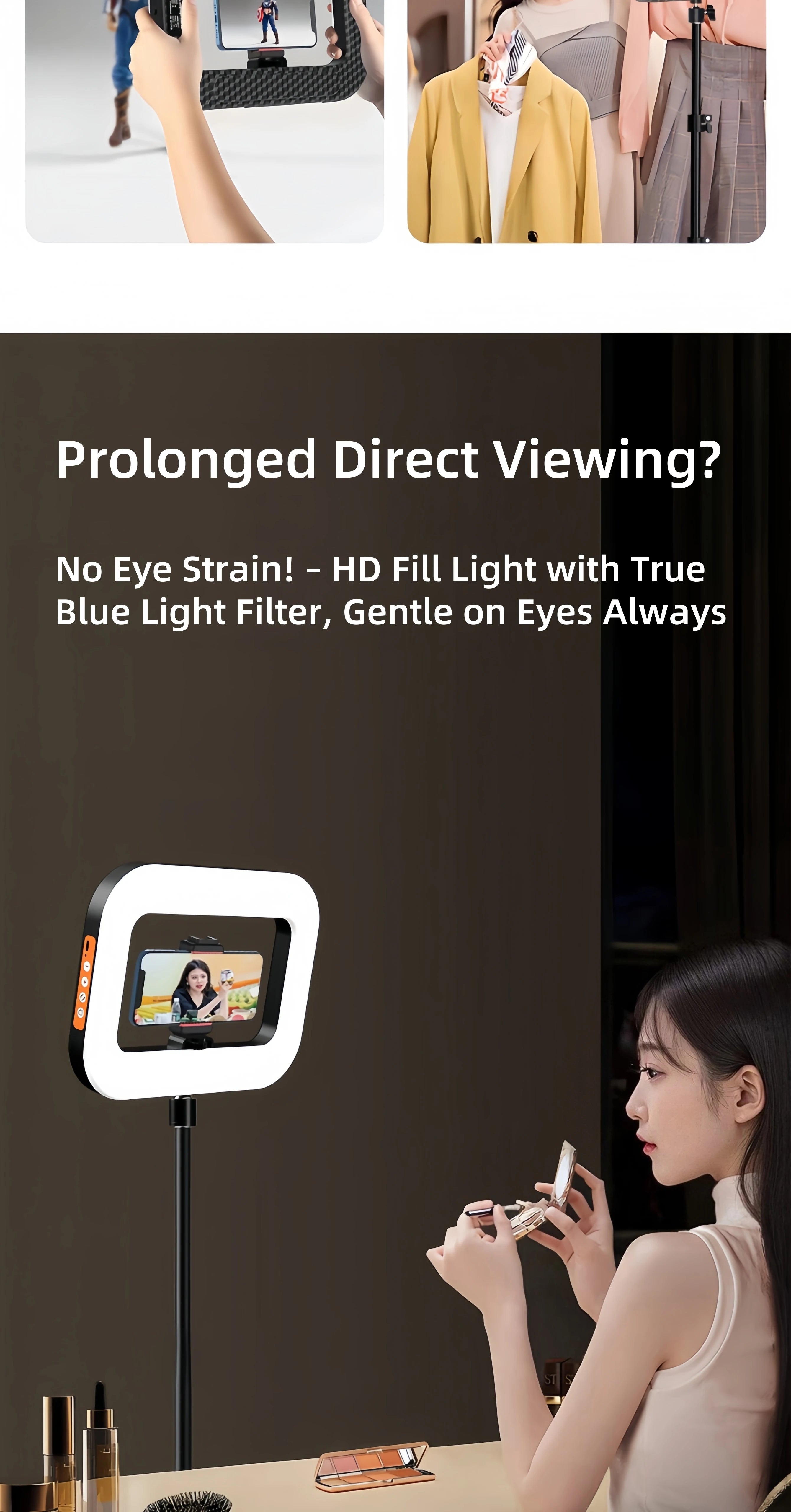 Chromacart Handheld LED Ring Light Rechargeable Portable Fill Light for Mobile Phone Live Broadcast Photography Desktop Rabbit Cage Selfie™