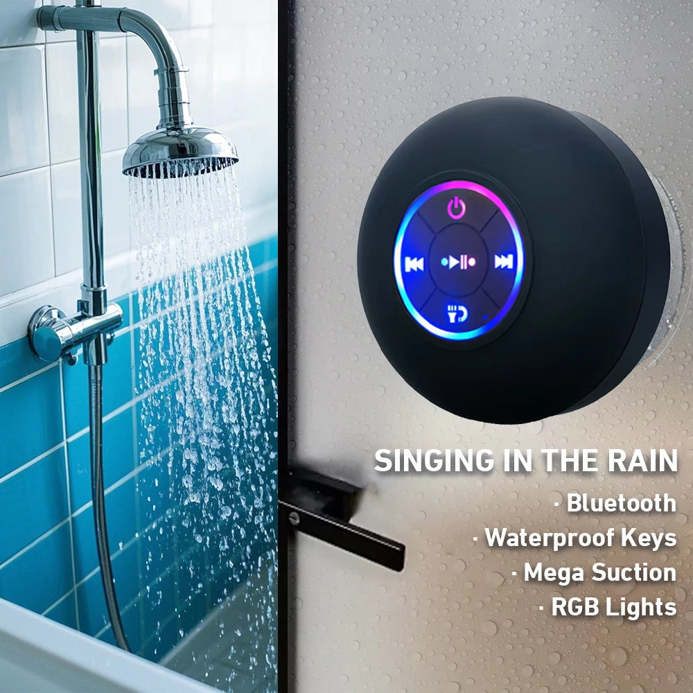 Chromacart Premium Waterproof Bluetooth Speaker with Colorful LED Lights, Strong Suction Cup & Phone Holder, Portable Mini Speaker for Outdoor/Show
