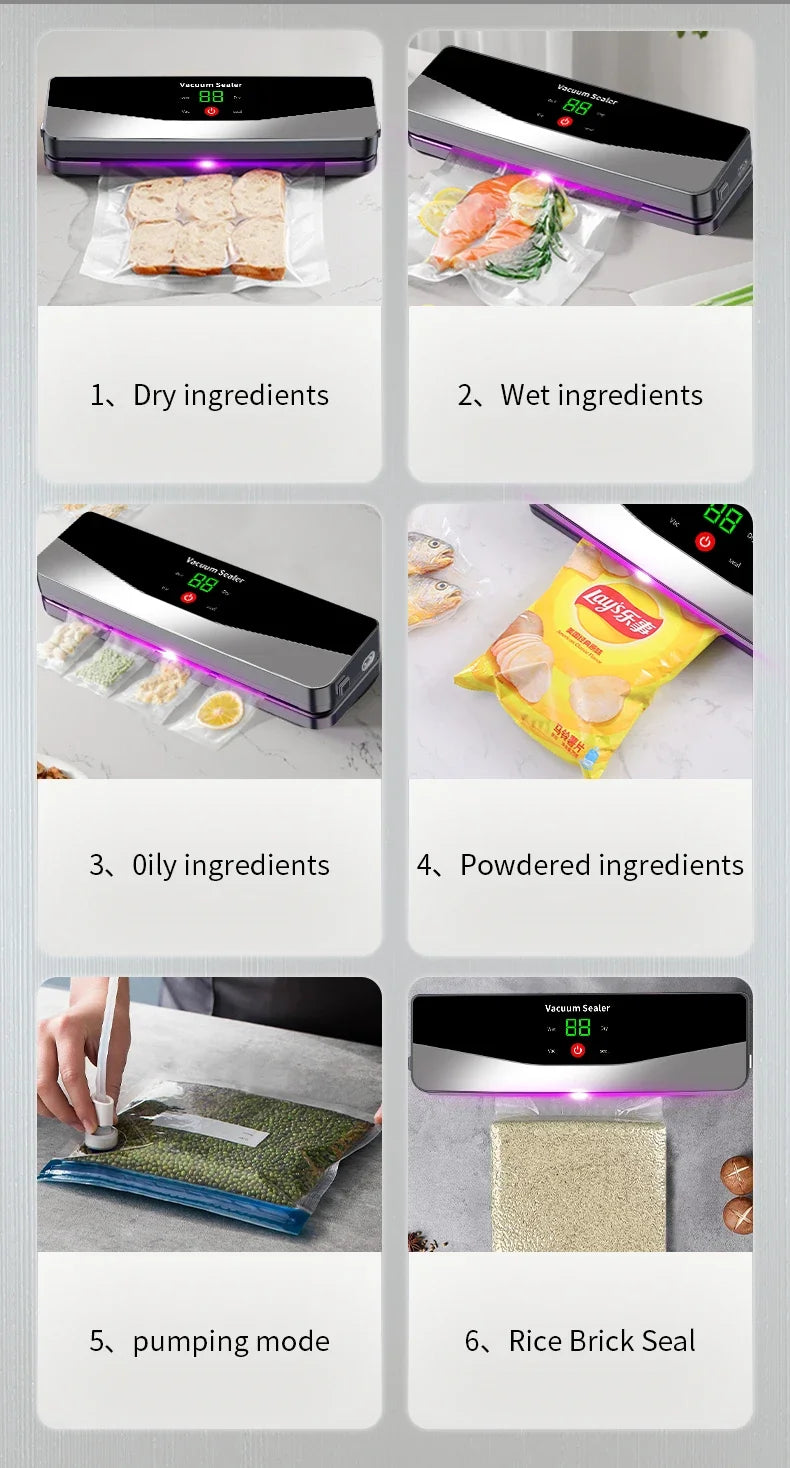 2025 Rechargeable Wireless Portability Vacuum Sealer With Sealing Countdown Display Multi-Pack Vacuum Touch Waterproof Buttons